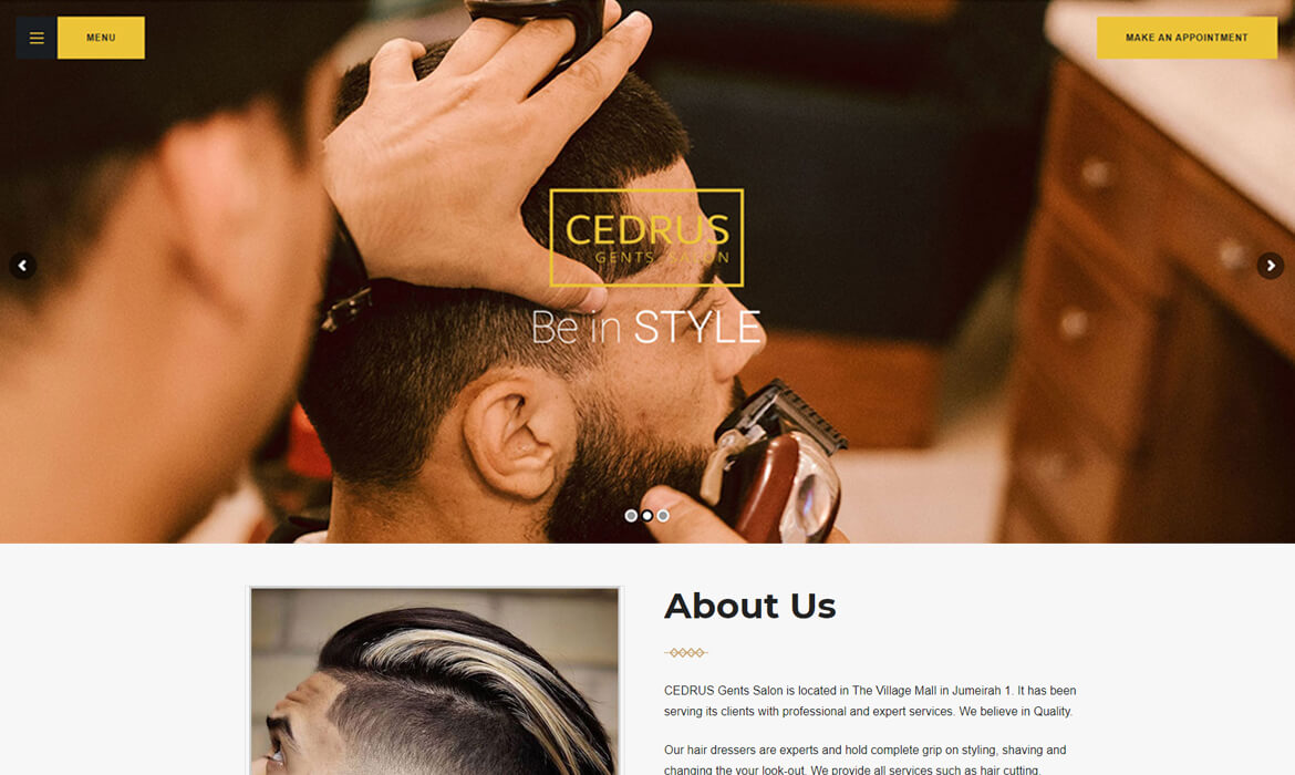 Cedrus Salon - Hair salon website design